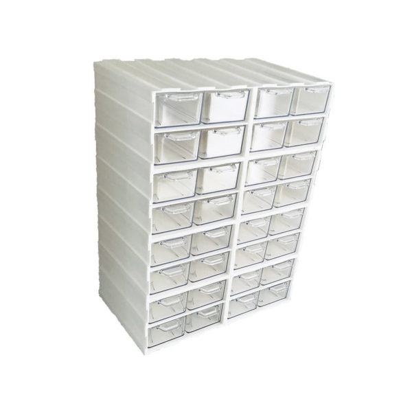 Biały organizer z szufladkami L32B - 32 szufladki