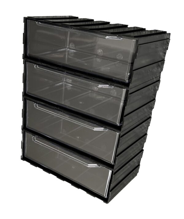Czarny organizer z szufladkami L4 – 4 szerokie szufladki